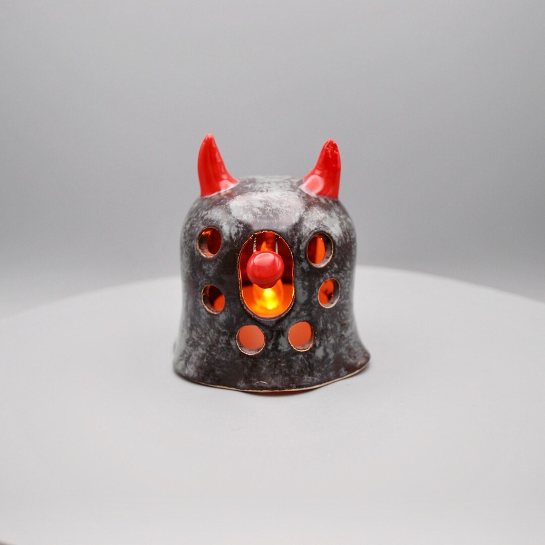 Devil Ghost Luminary – Handmade Ceramic Holder for Flameless Tealights ...