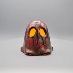 Ghost Luminary – Handmade Ceramic Holder for Flameless Tealights - Collectible Pottery Figurine