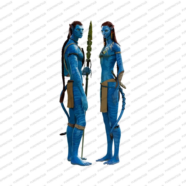 Avatar Neytiri and Jake | SVG DXF EPS png Instant Digital Download Clipart Vector Outline Watercolour Active