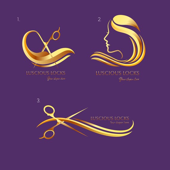 Premade Hair Salon Gold Scissors Logo Bespoke Logo Template Etsy