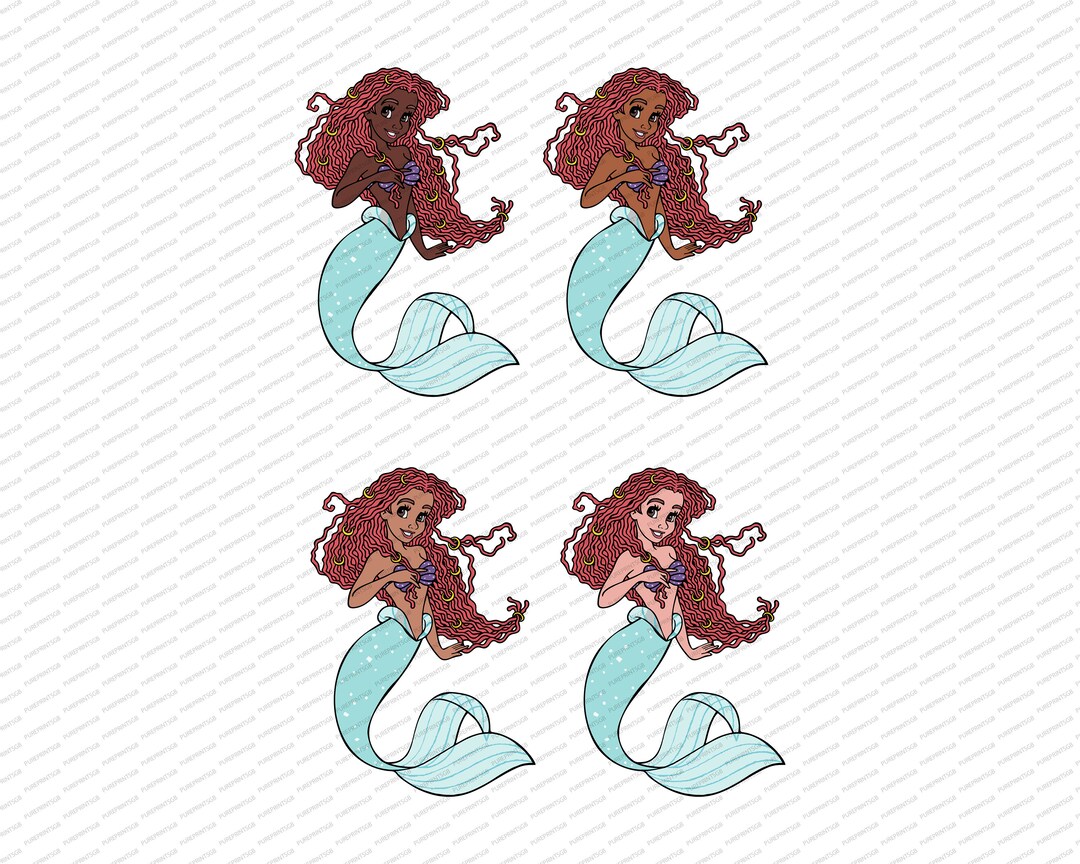 Little Mermaid Designs, Princess, Ariel, 4 Colours, SVG PNG Instant