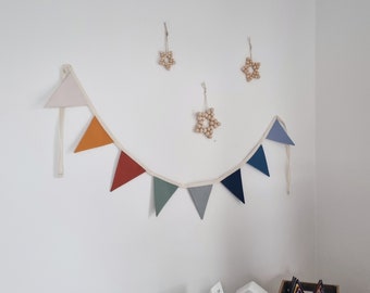Personalizable muslin bunting, fabric garland, decoration for the children's room