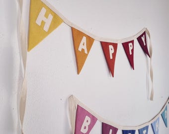 Personalized muslin pennant banner, fabric garland, decoration for the children's room