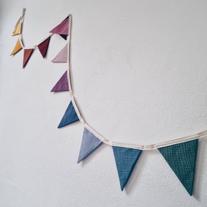 Personalized muslin pennant banner, fabric garland, decoration for the children's room