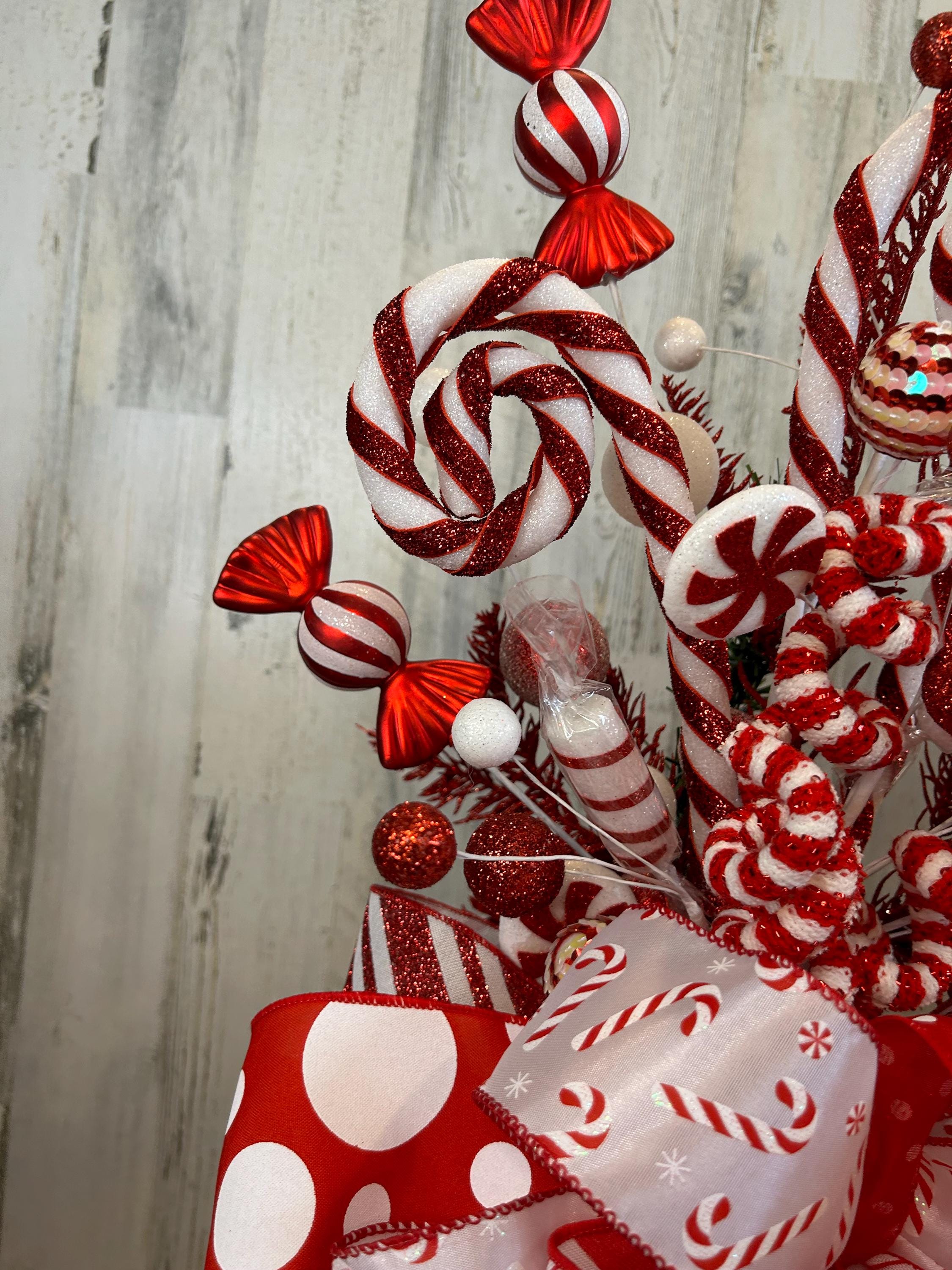Peppermint Candy Christmas Tree Topper: Red & White Holiday Decor - Etsy