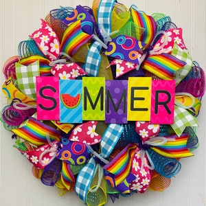 Summer wreath, summer decor, summer wreath for front door, summer watermelon wreath, wreath, colorful wreath, bright wreath, summer wreaths
