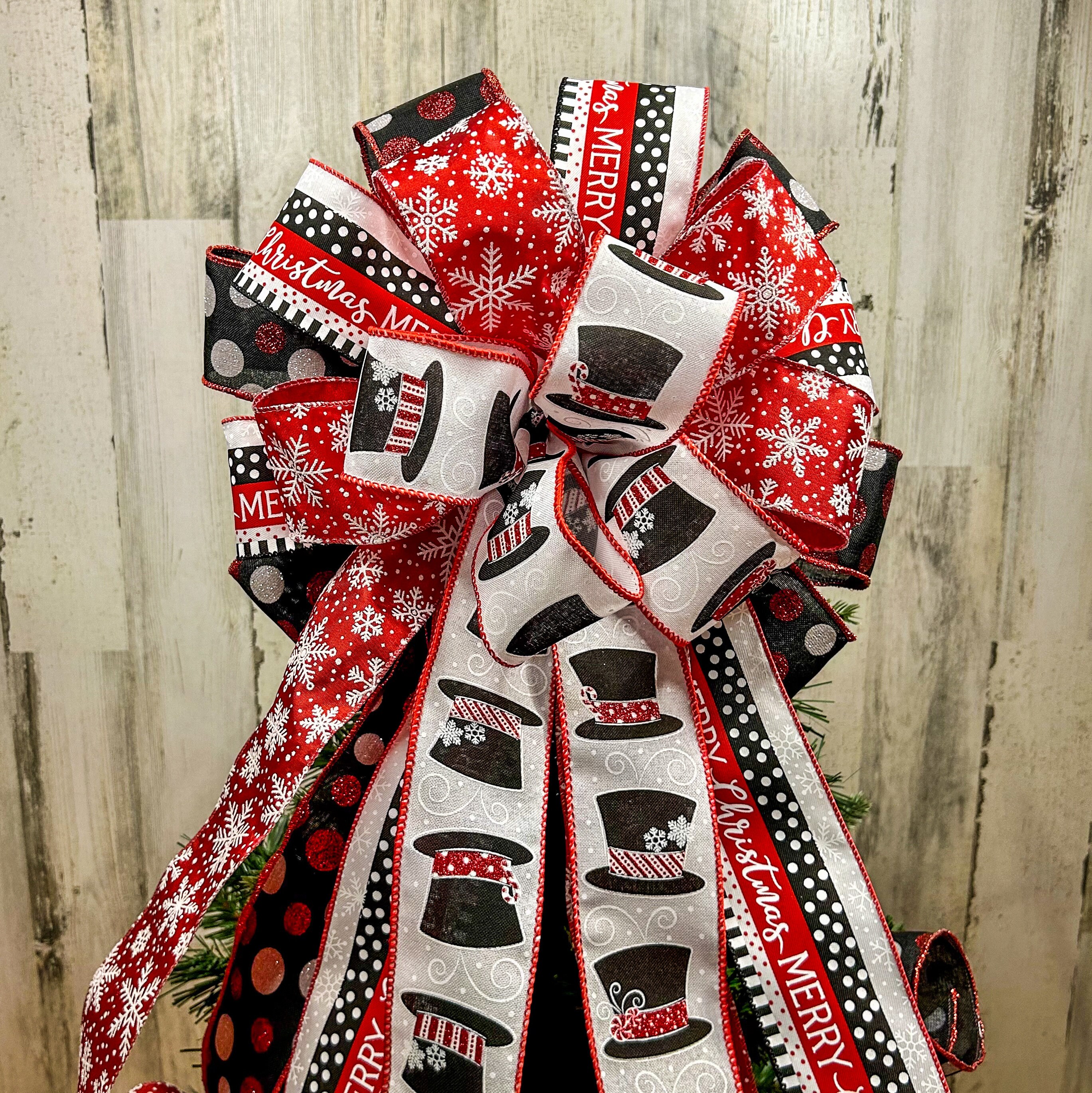 Snowman Top Hat Christmas Tree Topper Bow