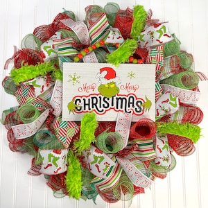 Grinch Christmas Wreath: Whimsical Holiday Door Decor