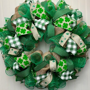 Burlap St Patrick’s day wreath, St Patrick’s day wreath, st Patrick wreath, St. Patrick’s day front door wreath, st Patrick’s day decor