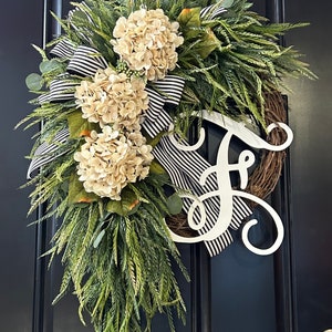 Hydrangea Grapevine Wreath: Year Round Farmhouse Door Decor