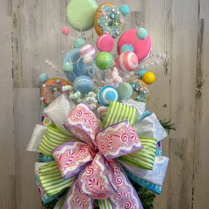 Pink candyland Christmas tree topper, pastel candyland decor, candyland Christmas tree decorations, pastel candy land Christmas tree  bow