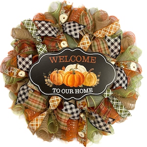 Fall Thanksgiving Deco Mesh Front Door Wreath - Burlap Wreath for Fall - Thanksgiving wreath Harvest wreath - fall decor - wreaths for fall