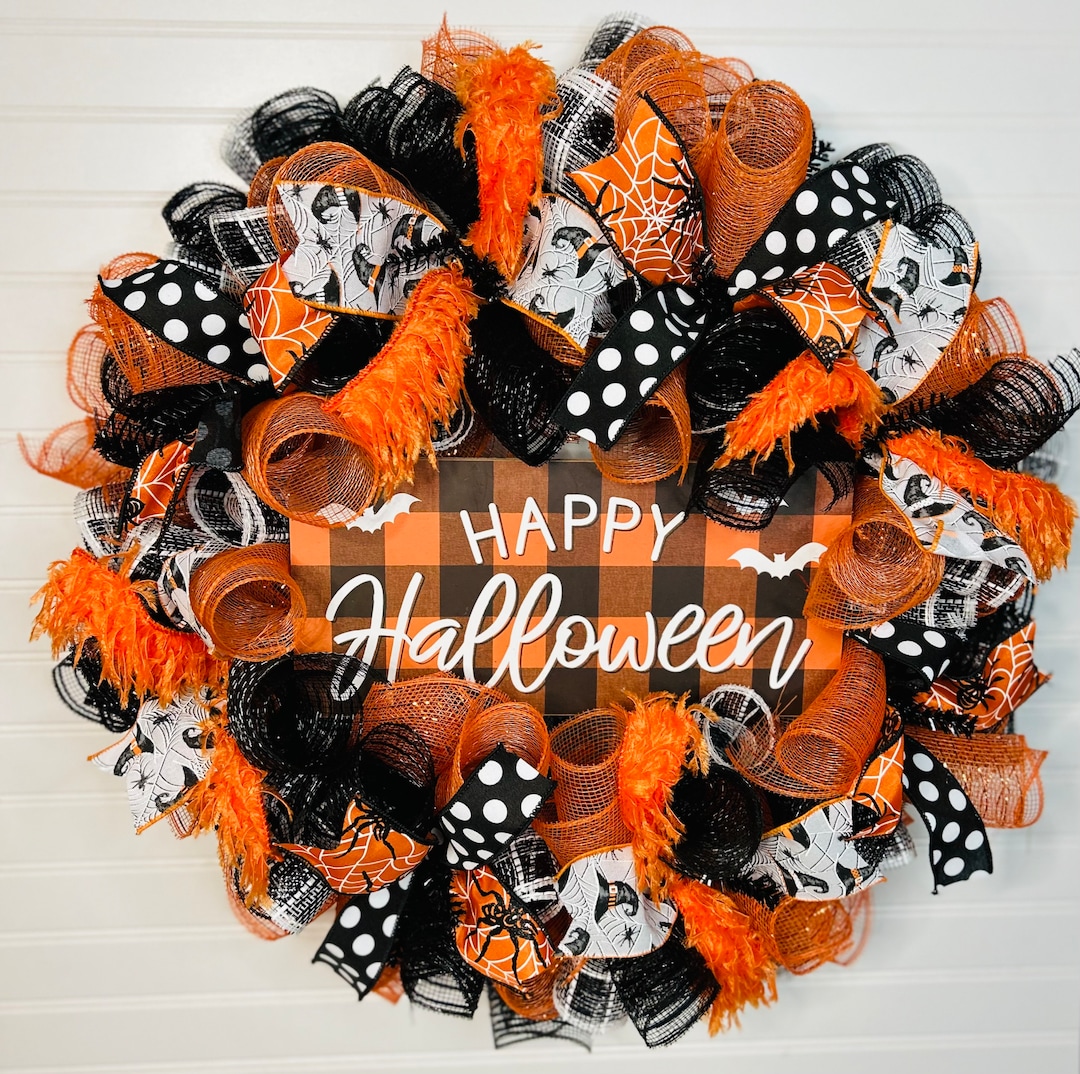 Happy Halloween Wreath, Halloween Wreath for Front Door. Door Wreath ...