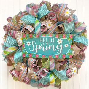 Spring wreaths for front door, spring wreath, spring decor, spring door hanger, spring daisy wreath, spring wreath, spring door wreath