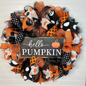 fall wreath, fall wreaths, pumpkin wreath, Halloween Wreath, Halloween wreaths, Halloween Wreaths For Front Door, Front Door Wreath