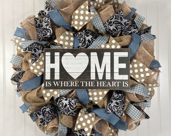 Buffalo Check Burlap Wreath: Farmhouse Door Decor (24-25 inch)
