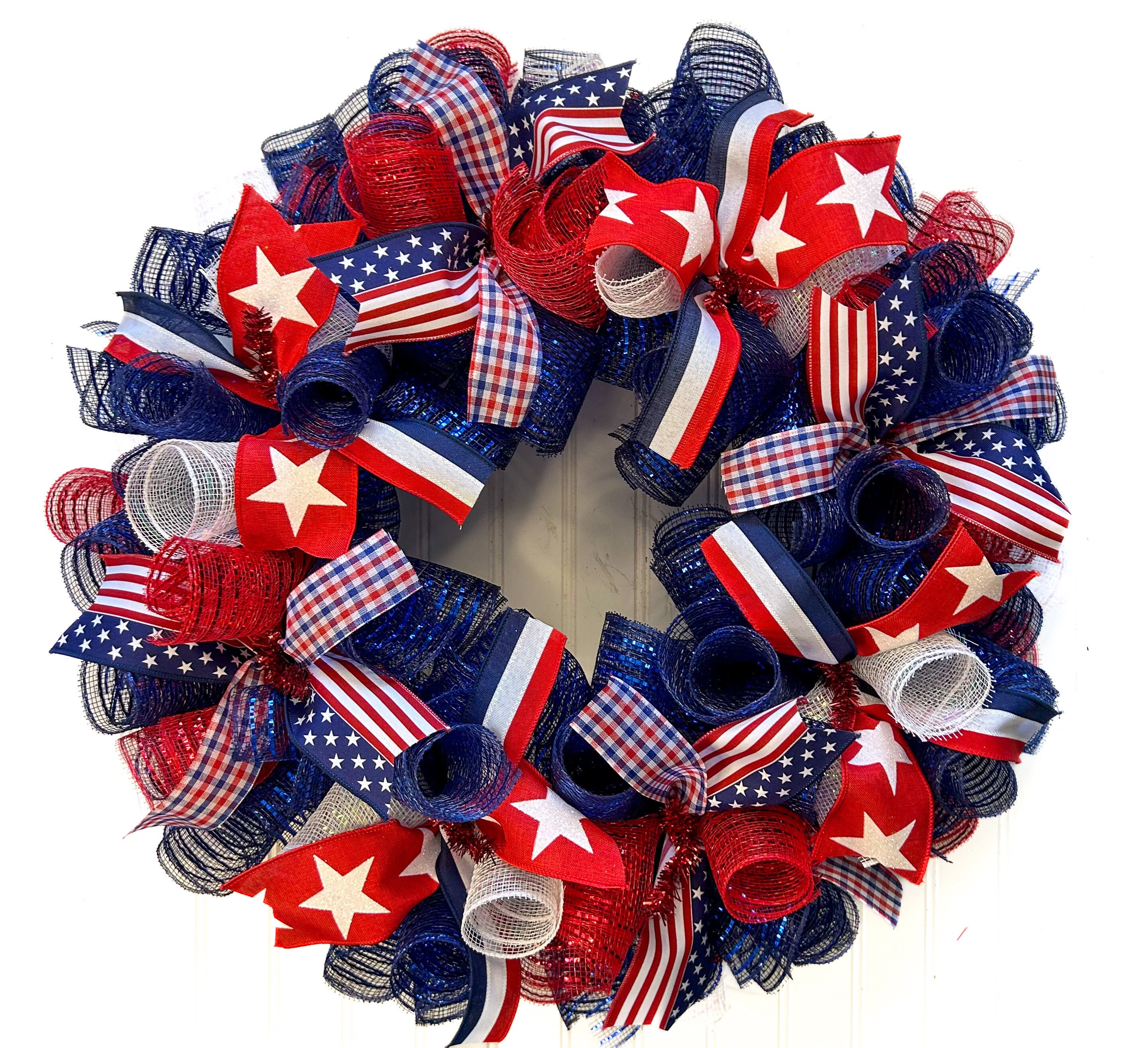 Patriotic Mesh Wreath, Americana Decor, 4th of July Wreath - Etsy