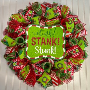 Grinch Christmas Wreath: Whimsical Holiday Door Decor (24-25”)