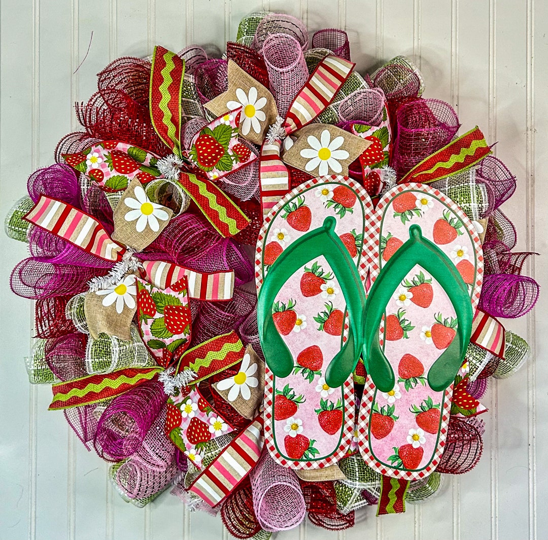 Flip Flop Summer Wreath: Colorful Front Door Decor - Etsy
