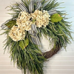 Year Round Wreath, Everyday Wreaths, Hydrangea Wreath, Front Door Wreaths, Farmhouse Decor, Gift, Unique, Home Decor, farmhouse wreaths