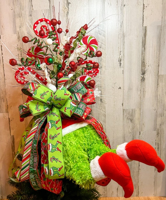 Grinch Decor for Christmas Tree,Grinch Topper Christmas Xmas Tree Decoration