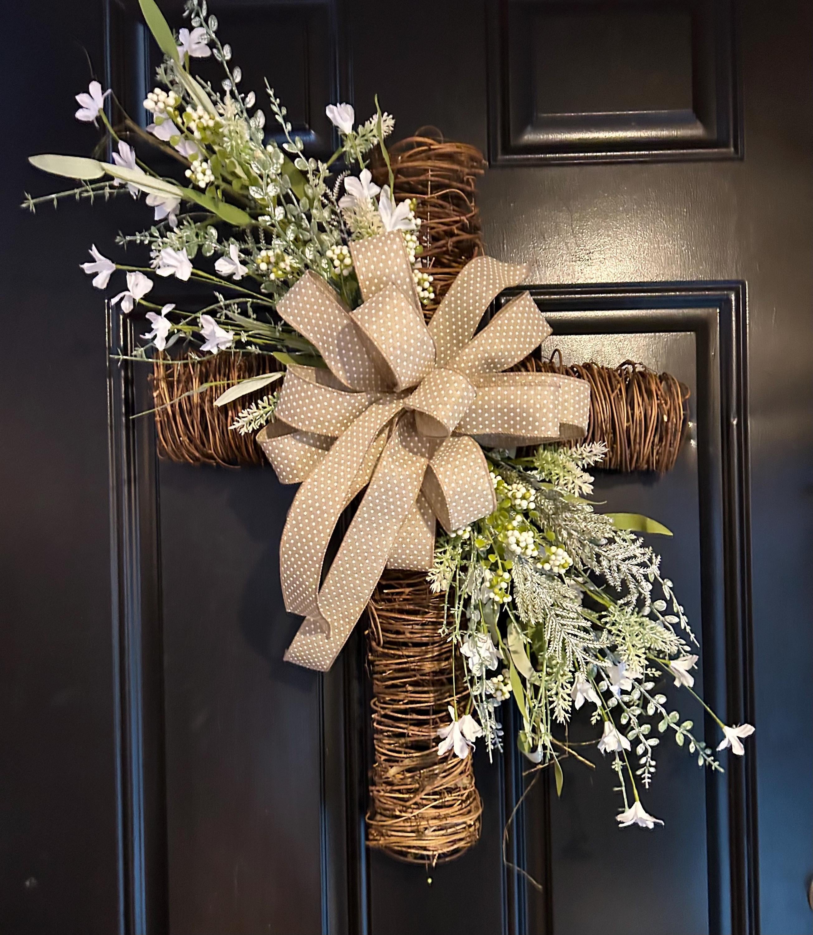 Large Cross Wreath - Rustic Farmhouse Easter Cross - Cross Door