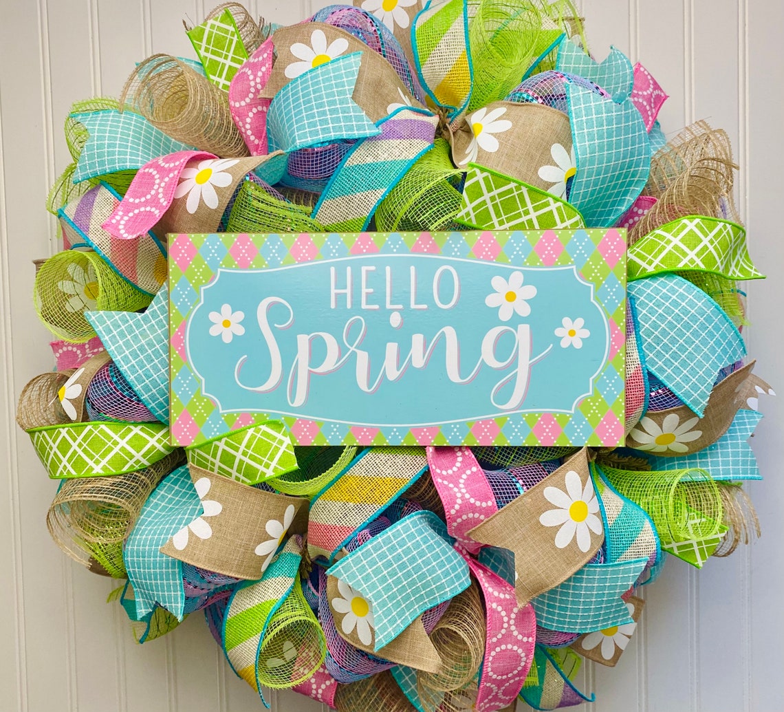 Spring Wreaths for Front Door Spring Wreath Spring Decor Etsy