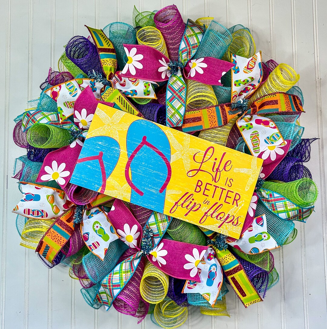 Summer Wreath, Colorful Summer Wreath, Summer Wreaths, Summer Front