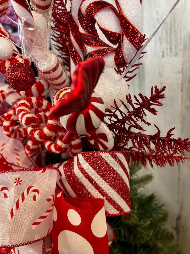 Peppermint Candy Christmas Tree Topper: Red & White Holiday Decor - Etsy