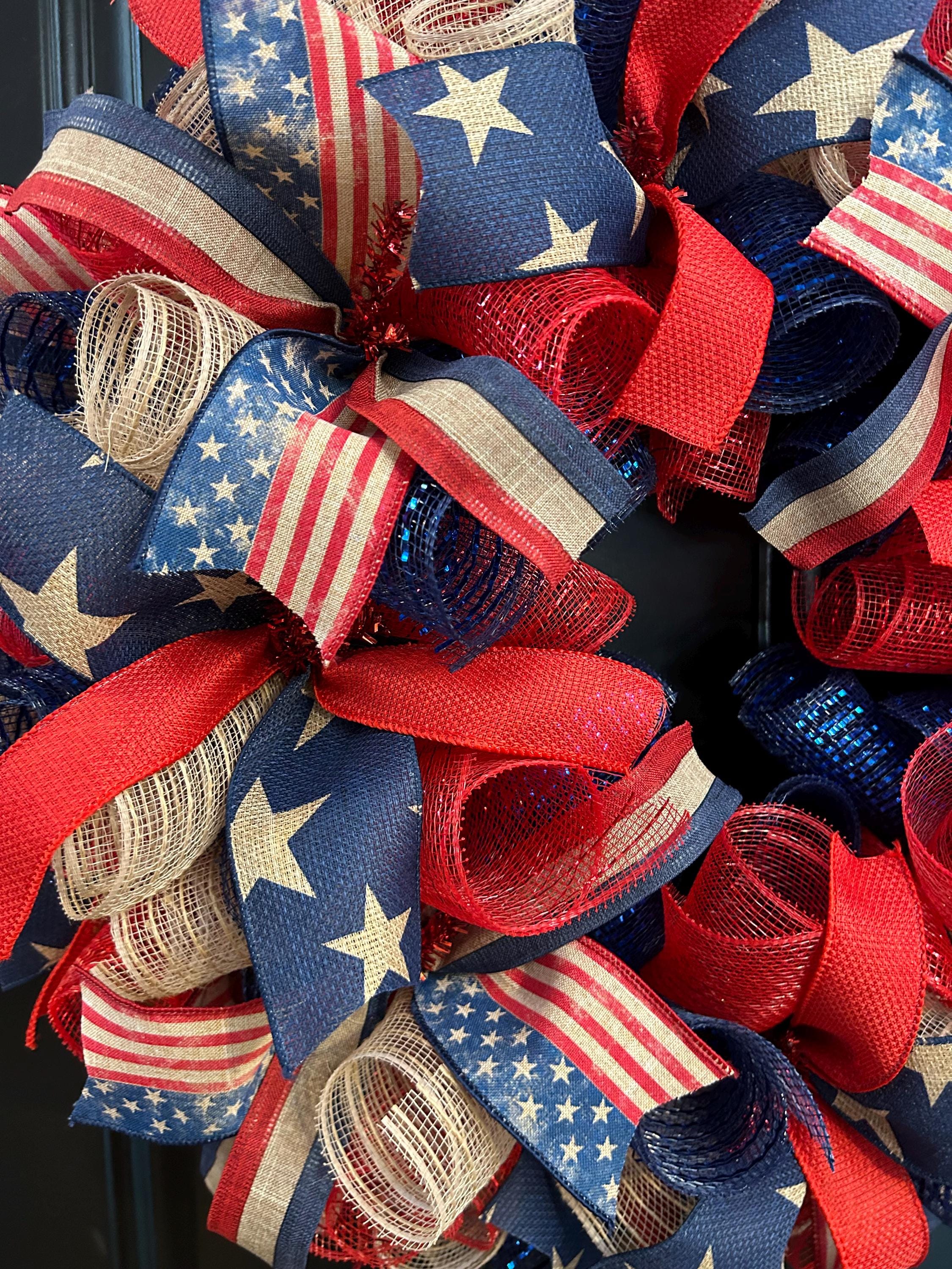Patriotic Wreath, 4th of July Wreath, Red White and Blue Wreath ...