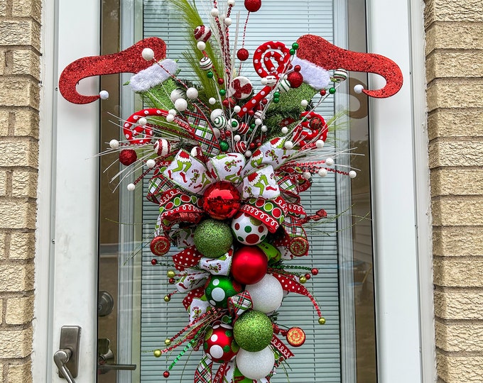 Grinch Wreath, Grinch Christmas Wreath, Grinch Decor, Grinch Wreaths