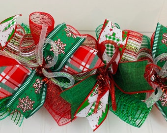 Christmas  Garland- mantle Garland - staircase  - Garland for door - Garland for mantle - Red and green Christmas Garland