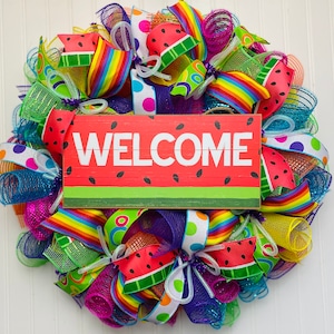 Watermelon welcome deco mesh wreath / summer wreath / watermelon wreaths / watermelon door hanger / watermelon wreath for front door