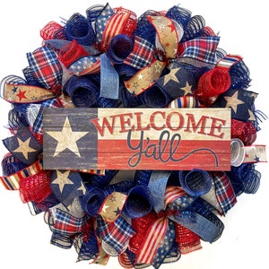 Summer wreath for front door, 4th of July wreath, Fourth of July wreath, wreath, wreaths, patriotic wreath for front door, patriotic decor