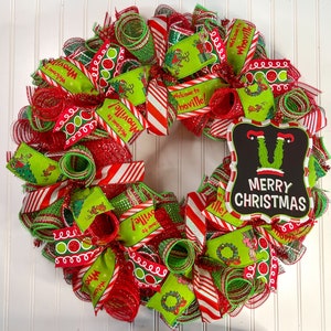 Grinch Inspired Christmas Wreath: Whimsical Holiday Door Decor