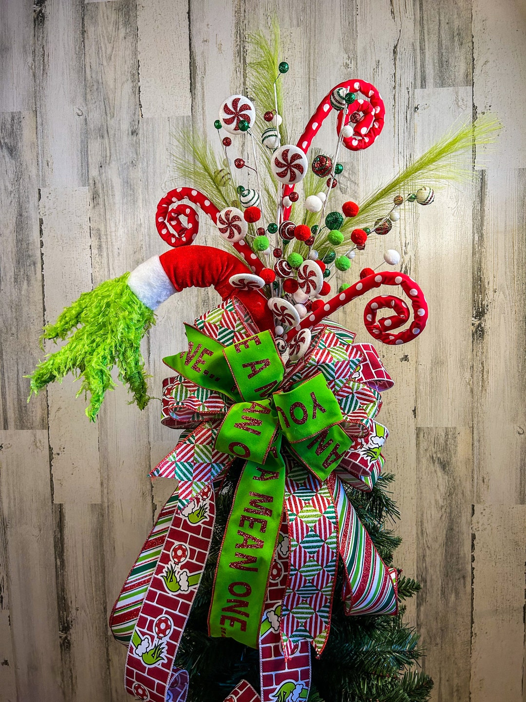 Grinch Inspired Tree Topper, Green Monster Tree Topper, Christmas Tree Topper, Deluxe Grinch