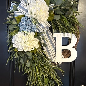 Hydrangea Grapevine Wreath: Personalized Front Door Decor