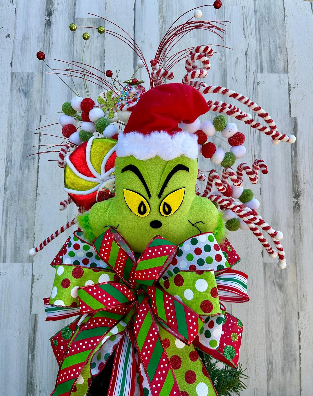 Grinch Tree Topper, Green Monster Tree Topper, Christmas Tree Topper ...