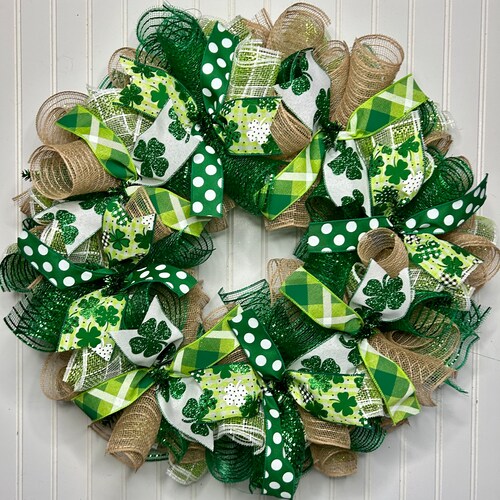 St. Patrick's Day Wreath / Shamrock Wreath / Mesh Wreath/ Buffalo