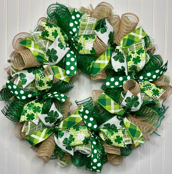 Patrick's Day Wreath Shamrock Wreath Mesh Wreath/ Buffalo
