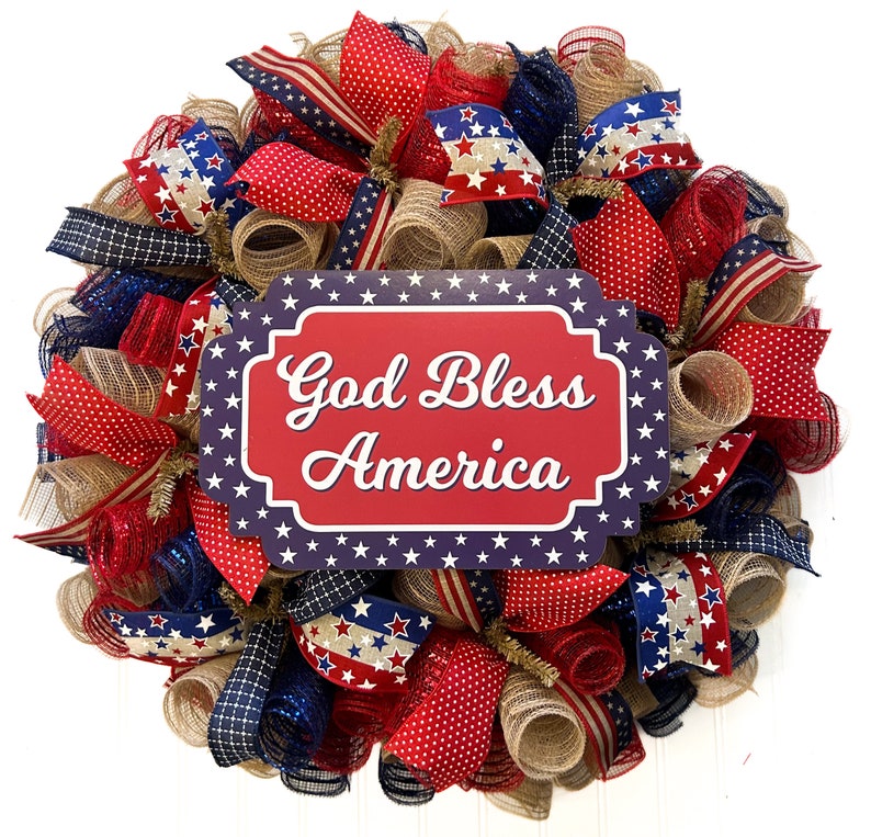 Rustic Patriotic Wreath: Burlap Americana Decor - Etsy