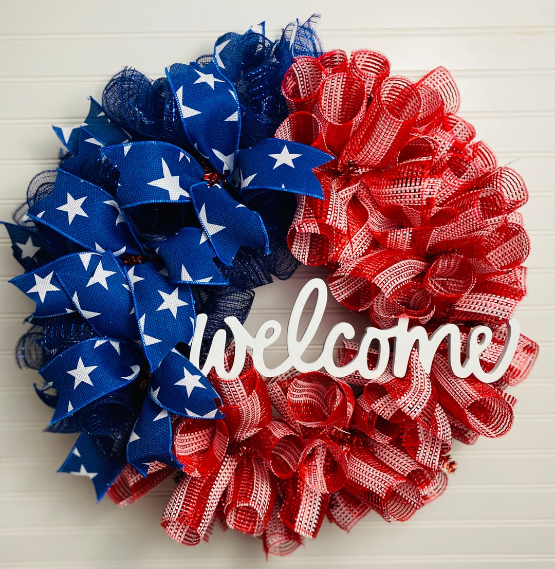 Flag Door Wreath Fourth of July Wreath Patriotic Wreath Summer Wreath