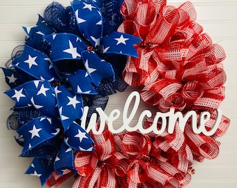 Flag door wreath - Fourth of July wreath - patriotic wreath - summer wreath - 4th of July- American flag - USA wreath - Memorial Day wreath