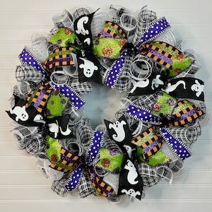 Halloween Wreath-Halloween door wreath-Halloween door decor-Halloween decor-Halloween wreath for front door-Halloween mesh wreath-Halloween