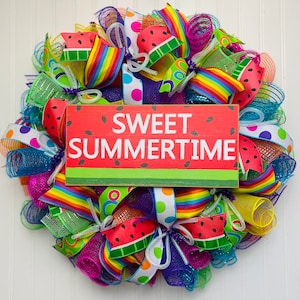 Summer wreath, watermelon wreath, watermelon decor, summer wreath for front door, front door wreath, summer door hanger, watermelon wreath