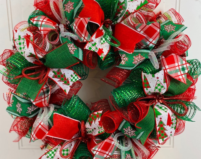 Red And Green Christmas Wreath Round Backdrop