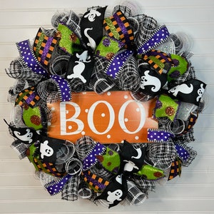 Halloween Wreath, Halloween Swag, Halloween Wreaths For Front Door, Front Door Wreath, Halloween Decor, Spider Decor, Boo Swag, Boo Wreath