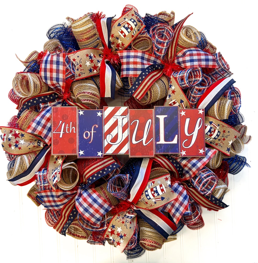 4th of July Wreaths for Front Door, Wreath for 4th of July, Patriotic ...