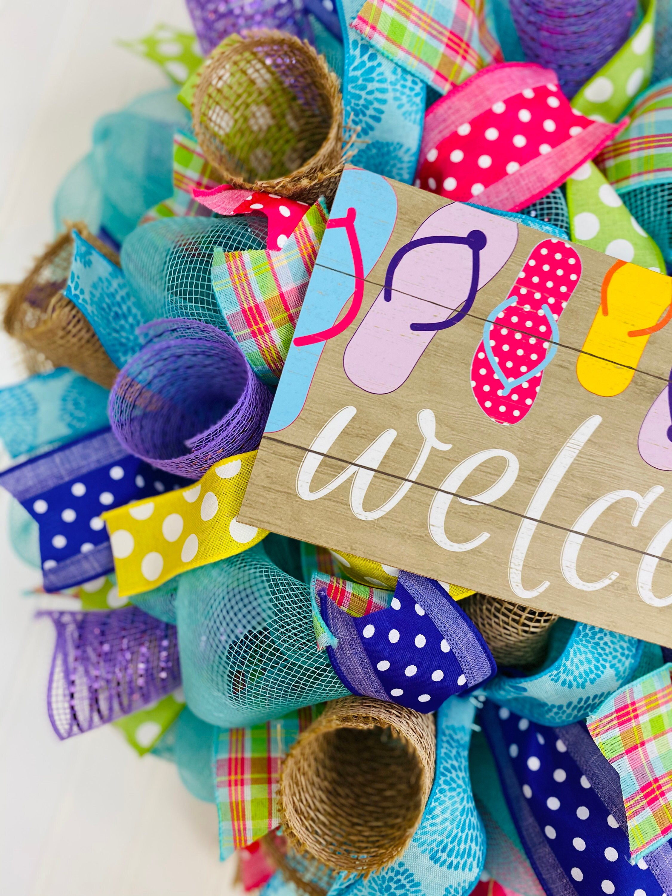 Flip Flop Summer Wreath, Burlap Deco Mesh, Front Door Decor - Etsy