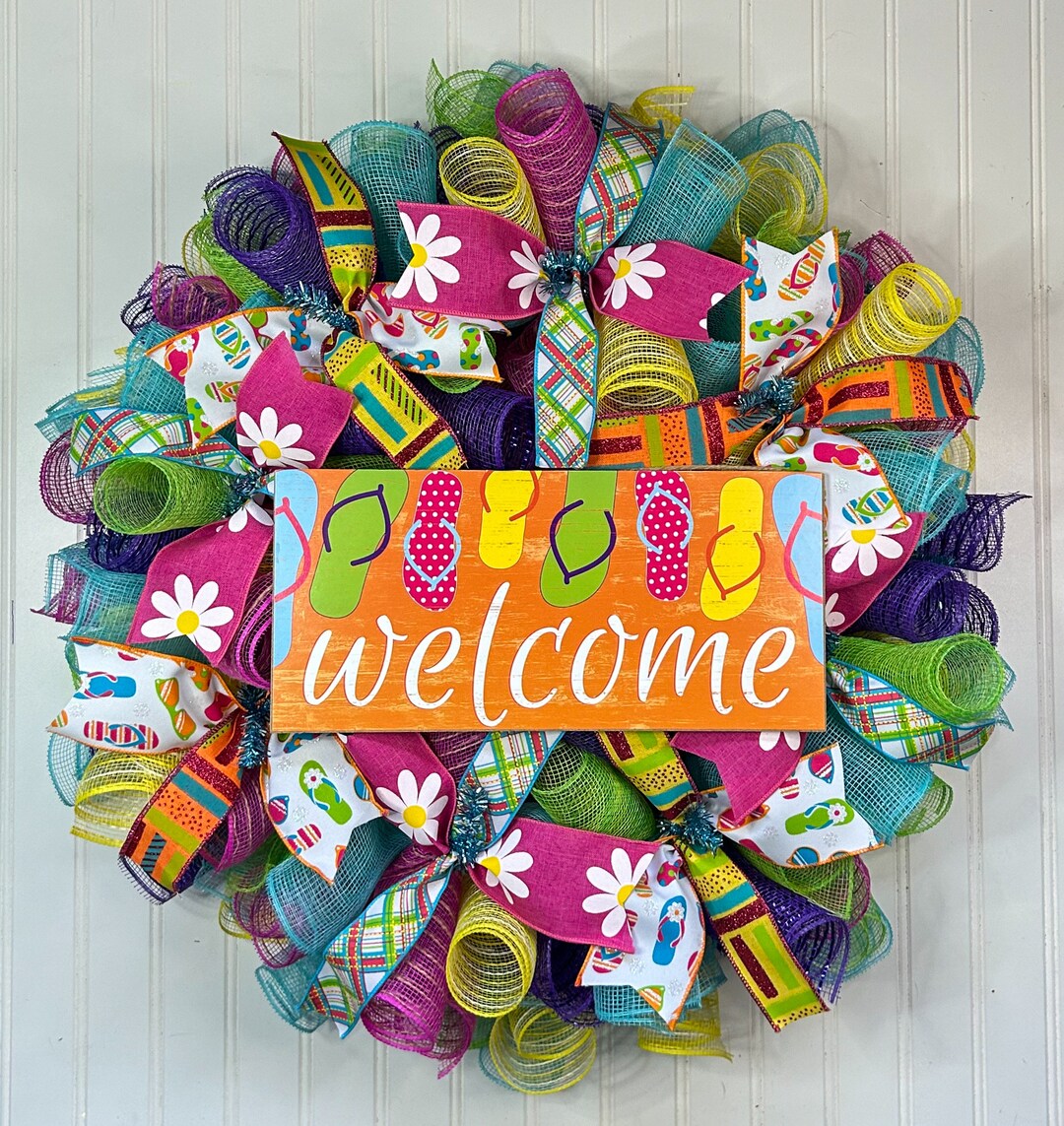 Summer Wreath for Front Door, Summer Door Wreath, Summer Wreath, Flip